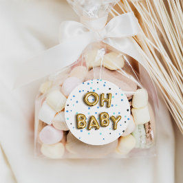 Oh Baby | Navy & Gold Baby Dusche Runder Aufkleber