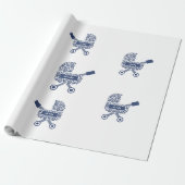 Oh Baby Navy Pram Baby Dusche Geschenkpapier (Ungerollt)