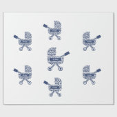 Oh Baby Navy Pram Baby Dusche Geschenkpapier (Flach)