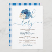 Oh Baby Navy Pumpkin Floral Baby Dusche Einladung (Vorne/Hinten)