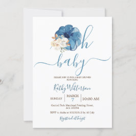 Oh Baby Navy Pumpkin Floral Baby Dusche Einladung