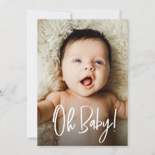 Oh Baby Neugeborenen-Foto Moderne Schrift Dusche Dankeskarte