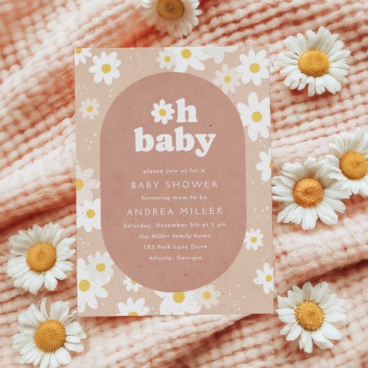 Oh Baby Neutral Daisies Baby Dusche Einladung