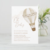 Oh Baby Neutral Hot Air Ballon | Einladung (Stehend Vorderseite)