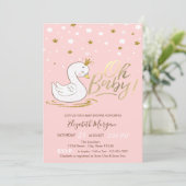 Oh Baby Niedlich Baby Swan Crown Stars Babydusche Einladung (Stehend Vorderseite)