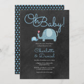 Oh Baby Niedlich Elefanten Paare Babydusche Einladung (Vorne/Hinten)