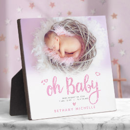Oh Baby Niedlich Girl Birth Foto Pink Script Keepa Fotoplatte