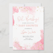 Oh Baby Niedlich Pink Girl Babydusche, Modern Baby Einladung (Vorderseite)
