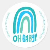 Oh, Baby! Niedlich Rainbow CUSTOM Baby Shower viel Runder Aufkleber (Vorderseite)