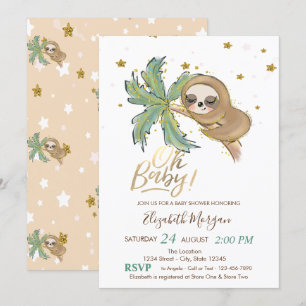 Oh Baby Niedlich Sleeping Sloth Baby Dusche Einladung