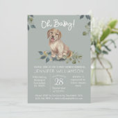 Oh, Baby! Niedliche Dog Baby Dusche modern Einladung (Stehend Vorderseite)