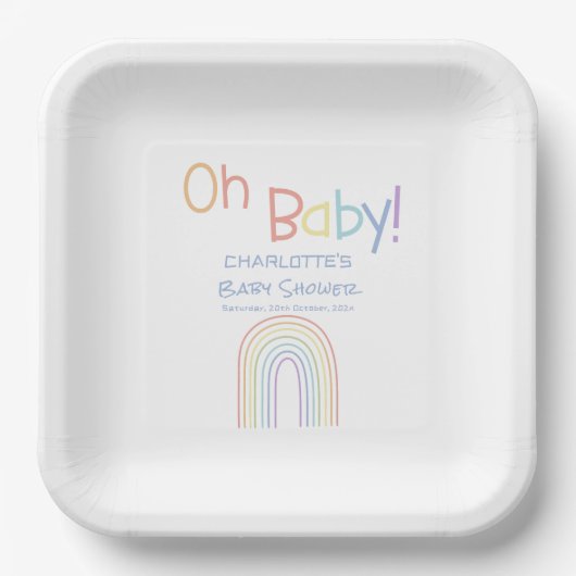 Oh, Baby! Niedliche Rainbow Baby Dusche Pappteller (Vorderseite)