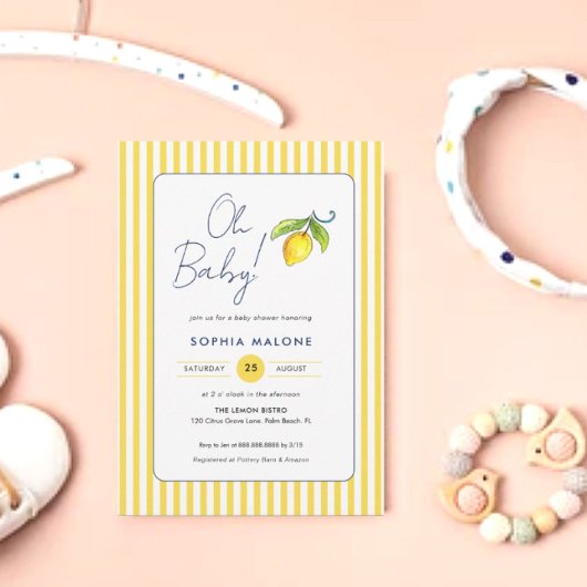 Oh Baby Niedliche Wasserfarbe Lemon Babydusche Einladung