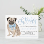 Oh, Baby! Niedlicher Hund Blauer Junge Einladung (Stehend Vorderseite)