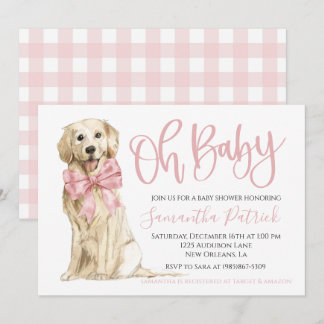Oh, Baby! Niedlicher Hund rosa Welpendusche Einladung