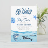 Oh, Baby! Ocean & Sea Baby Dusche Einladung (Stehend Vorderseite)