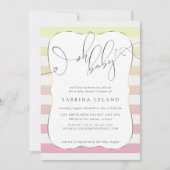 OH Baby Ombré Gelb bis rosa Streifen Einladung (Vorderseite)