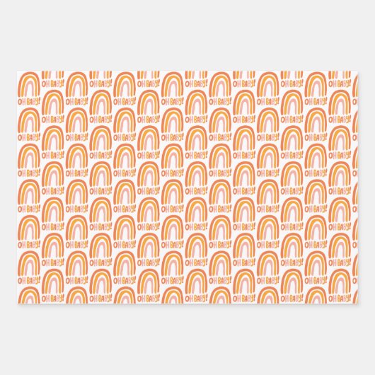 Oh, Baby! Orange Pink Pattern Rainbow Gift Geschenkpapier Set (Vorderseite)