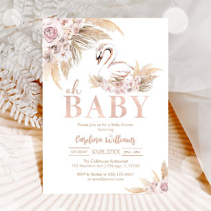 Oh Baby Pampas Gans Baby Shower Einladung