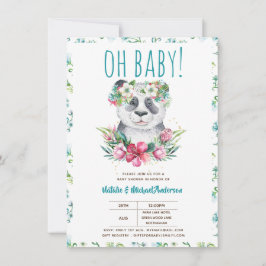 Oh Baby Panda Bear Watercolor Floral Boho Dusche Einladung