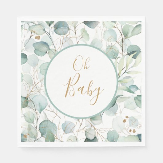 Oh Baby Paper Napkins Eucalyptus Baby Dusche Serviette (Vorderseite)
