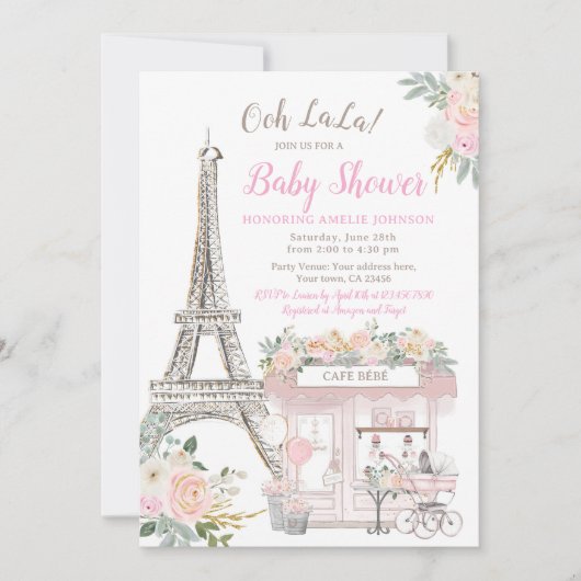 Oh Baby Paris Baby Dusche Brunch Einladung (Vorderseite)