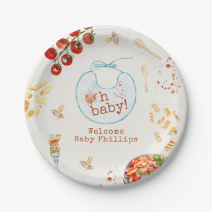 Oh Baby Pasta & Schnullers Blue Baby Dusche Pappteller