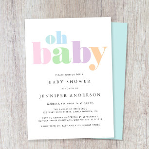 Oh Baby Pastel Minimal Moderne Babydusche Einladung