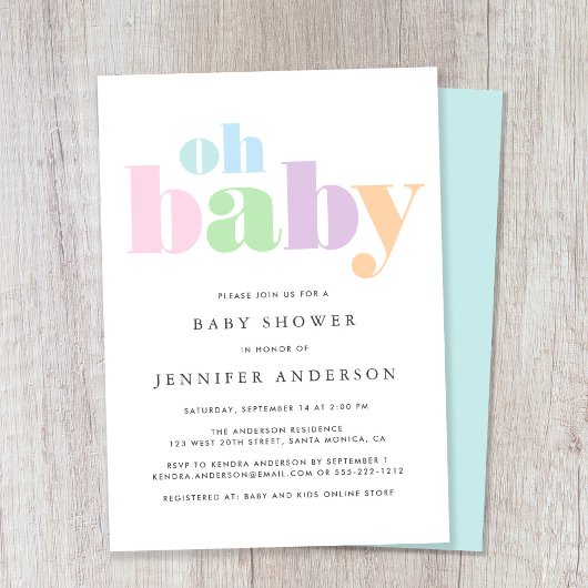 Oh Baby Pastel Minimal Moderne Babydusche Einladung
