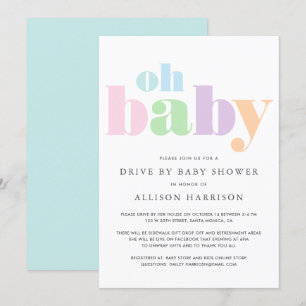 Oh Baby Pastel Minimaler moderner Antrieb durch Du Einladung
