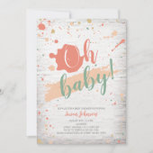 Oh Baby Pastel Paint Spritzer Brick Baby Dusche Einladung (Vorderseite)