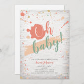 Oh Baby Pastel Paint Spritzer Brick Baby Dusche Einladung (Vorne/Hinten)