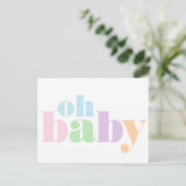 Oh Baby Pastel Typografie Virtual Baby Dusche Einladungspostkarte (Stehend Vorderseite)