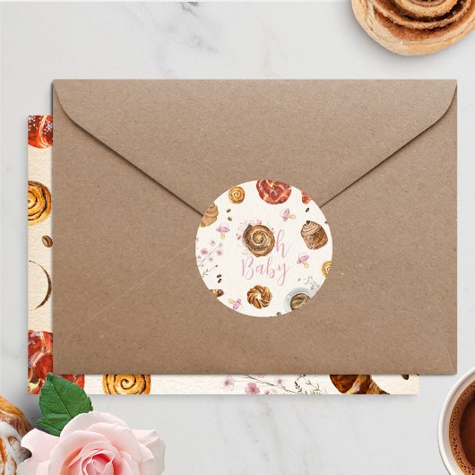 Oh Baby Pastries + Schnuller Girl Baby Dusche Runder Aufkleber