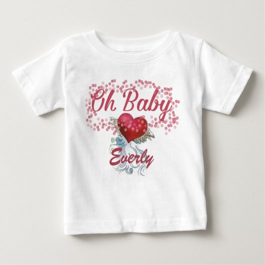 Oh Baby Personalisiert Girly Winged Heart Bubbles Baby T-shirt (Vorderseite)
