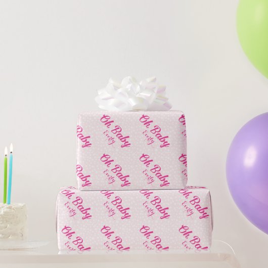Oh Baby Personalisiert Pink Girly Girl Geschenkpapier (Partygeschenke)