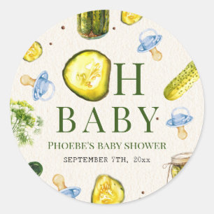 Oh Baby Pickles + Schnuller Jungen-Baby-Party Runder Aufkleber