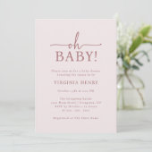 Oh Baby Pink Baby Dusche Einladung (Stehend Vorderseite)