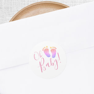 Oh Baby Pink Baby Dusche Runder Aufkleber