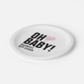 Oh Baby Pink Balloon Baby Shower Paper Plate Pappteller (Schrägansicht)