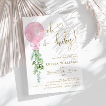 Oh Baby Pink Balloon Eucalyptus Baby Dusche