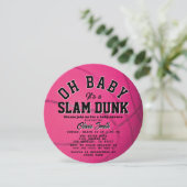 Oh Baby Pink Basketball Girl Baby Shower Circle Einladung (Stehend Vorderseite)