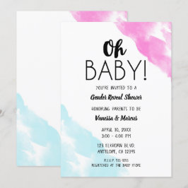 Oh Baby Pink Blue Watercolor Gender Reveal Dusche Einladung