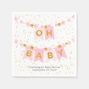 Oh Baby Pink Bunting Flags Babydusche Serviette