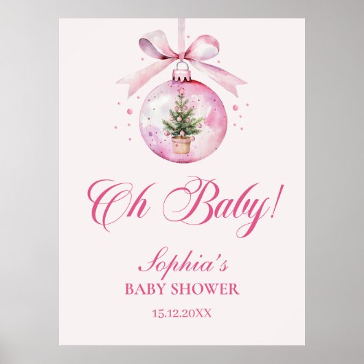 Oh Baby Pink Christmas Ornament Baby Shower Poster (Vorne)