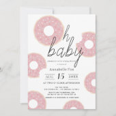 Oh Baby Pink Donut Girl Babydusche Einladung (Vorderseite)