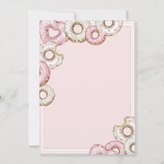Oh Baby Pink Donuts Wasserfarbe Kinderdusche Einladung (Rückseite)