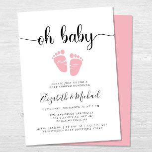 Oh Baby Pink Feet Baby Girl Couples Dusche Einladung