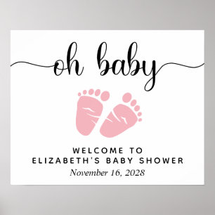 Oh Baby Pink Feet Babydusche Begrüßungszeichen Poster