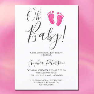 Oh Baby Pink Feet Babydusche Einladungspostkarte